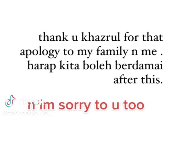 Anju @zarina anjoulie dan datuk khazrul mohon maaf